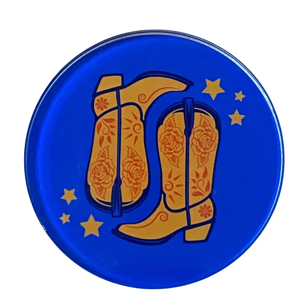 Western Cowboy Boot Coaster Set - Multicolor Round Drink Coasters